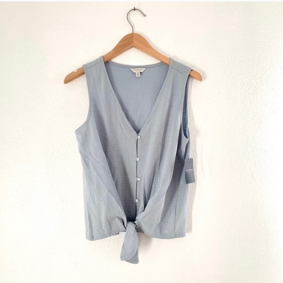 Lucky Brand Tops - Women'S Lucky Brand Blue Button Down Tie Front Top